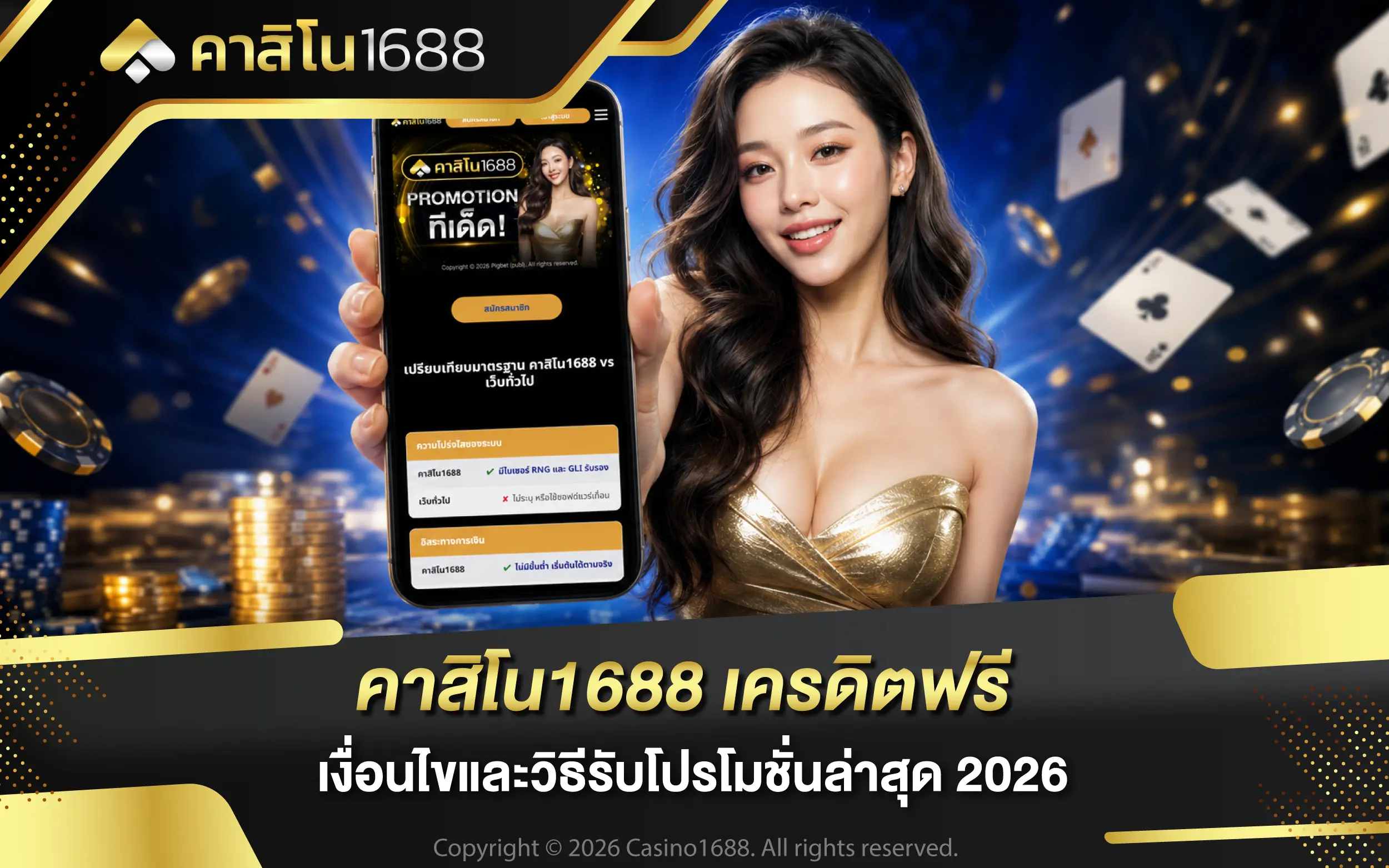 คาสิโน1688 เครดิตฟรี เงื่อนไขและวิธีรับโปรโมชั่นล่าสุด 2026